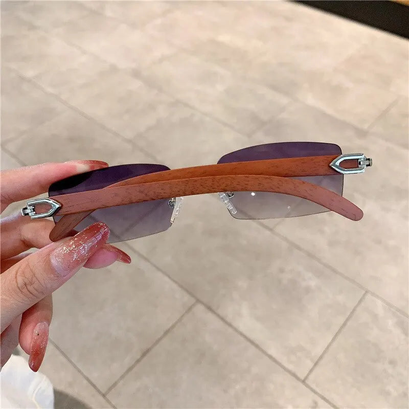 Rechteckige Mode randlose Sonnenbrille für Frauen Männer