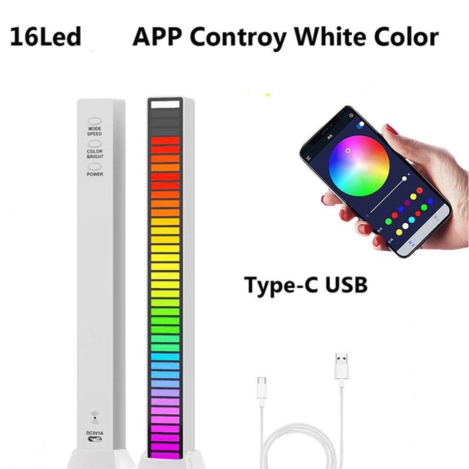RGB Musik Sound Lichtleiste 5V USB 16-32Led mit App-Steuerung & Musik-Sync