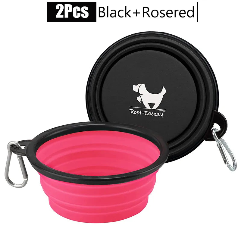 2-Pack zusammenklappbare Hundenäpfe für Reisen Haustier tragbare Wassernapf für Reisen Camping mit 2 Karabinerhaken
