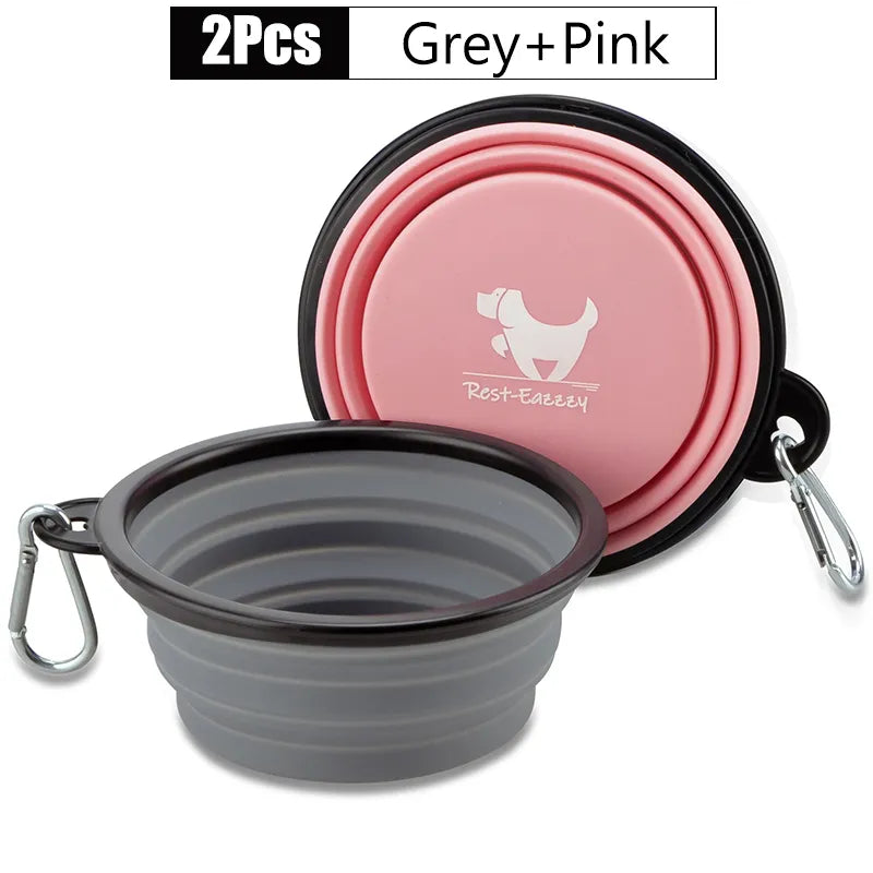 2-Pack zusammenklappbare Hundenäpfe für Reisen Haustier tragbare Wassernapf für Reisen Camping mit 2 Karabinerhaken