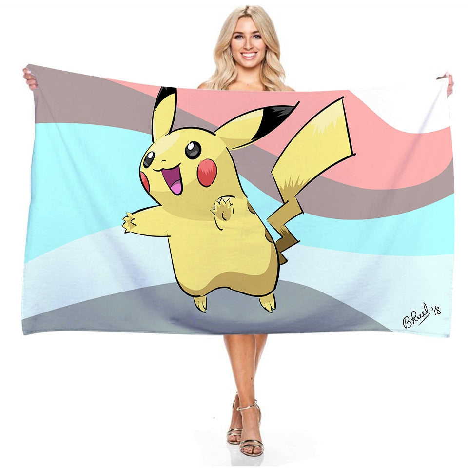 Anime Pokemon Strandtuch Pikachu Sommer Handtuch Badetuch Schwimmen