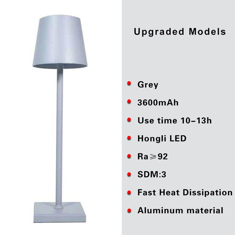 Dimmable table lamp, wireless, 3-way, aluminum, battery