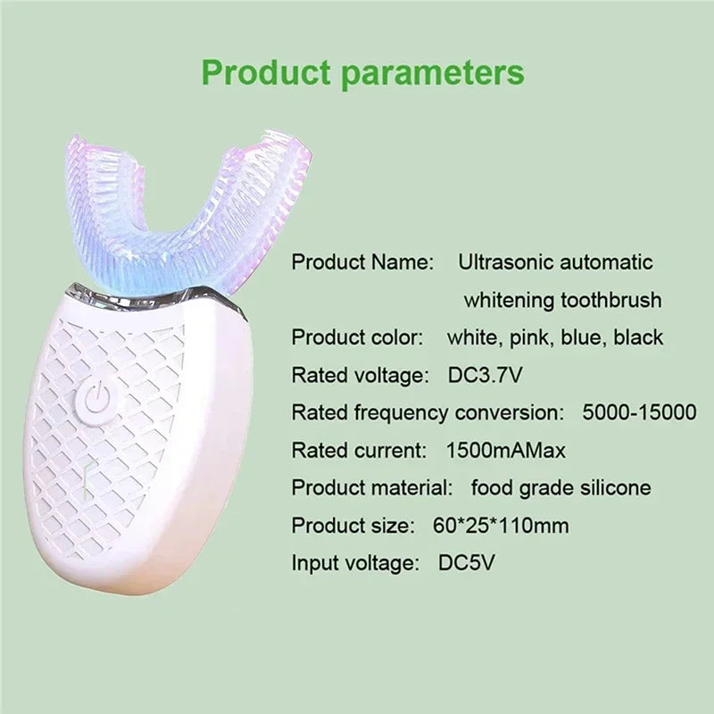 U-Type Toothbrush, 360-Degree, Smart Silicone Head, USB Charging, Waterproof Toothbrush, Electric Sonic Toothbrush, Automatic
