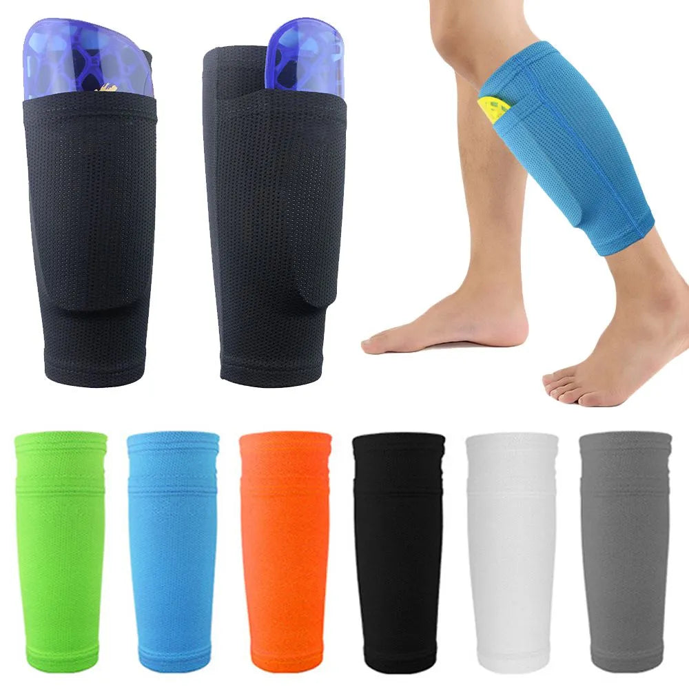 1 Pair Football Shin Guards Socks Protective Sleeves for Kids Boys Men