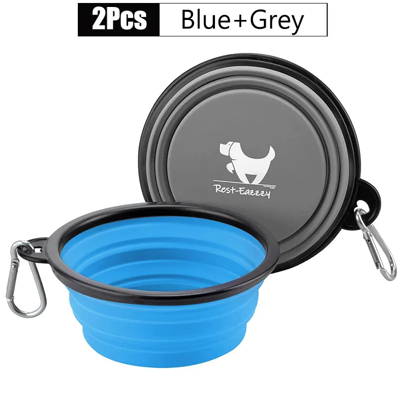 2-Pack zusammenklappbare Hundenäpfe für Reisen Haustier tragbare Wassernapf für Reisen Camping mit 2 Karabinerhaken