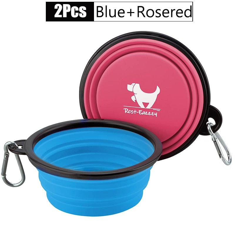 2-Pack zusammenklappbare Hundenäpfe für Reisen Haustier tragbare Wassernapf für Reisen Camping mit 2 Karabinerhaken