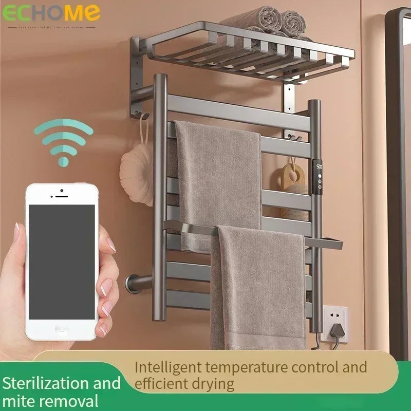 Intelligent Electric Towel Rail Carbon Fiber Heated Towel Warmer Drying Rack