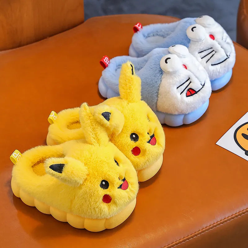 Pokemon & andere Plüsch Hausschuhe Weiche Sohle Rutschfest für Winter