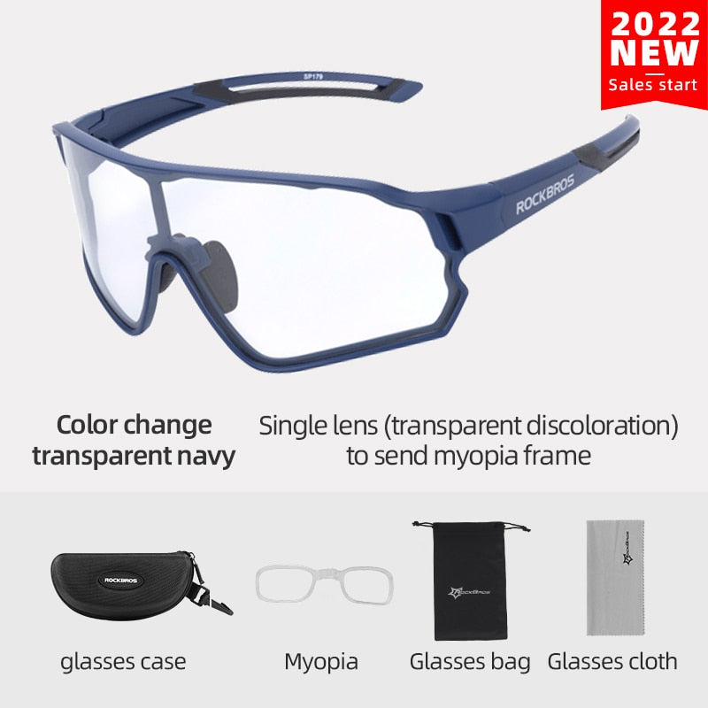 ROCKBROS Photochromic Cycling Glasses Bicycle UV400 Sport Sunglasses for Men Women