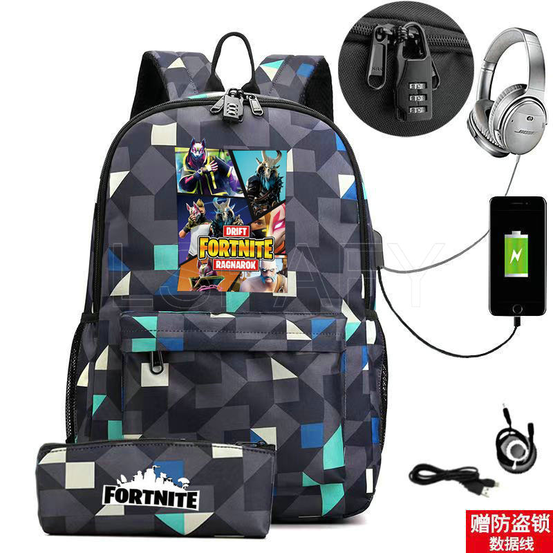 17-inch USB Charging FORTNITE Backpack for Kids and Teens