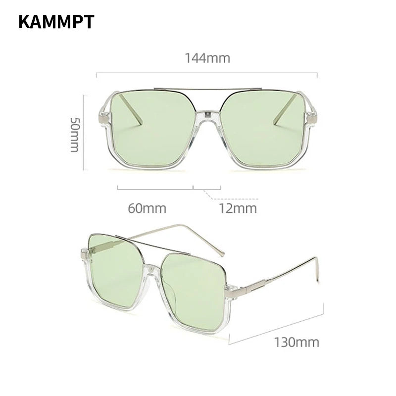 KAMMPT Vintage Oversized Sunglasses Fashion Men Women Square