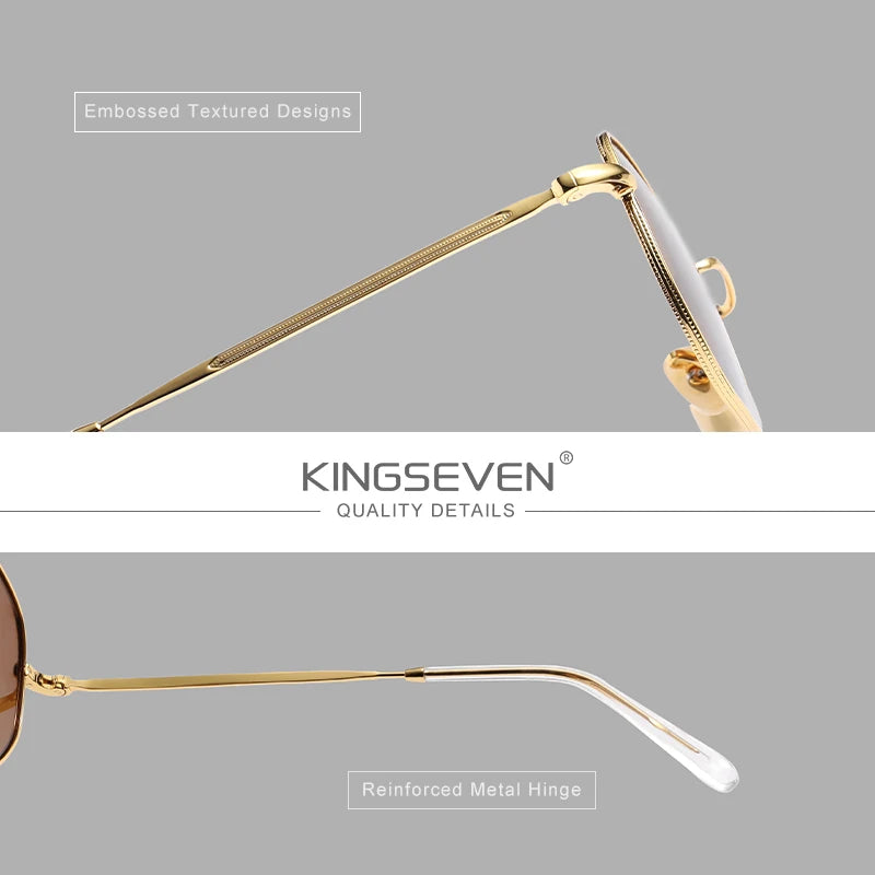 KINGSEVEN 2024 Classic Reflective Sunglasses Men Hexagon Retro Sun Glasses Alloy Eyewear Oculos Gafas De Sol Shades