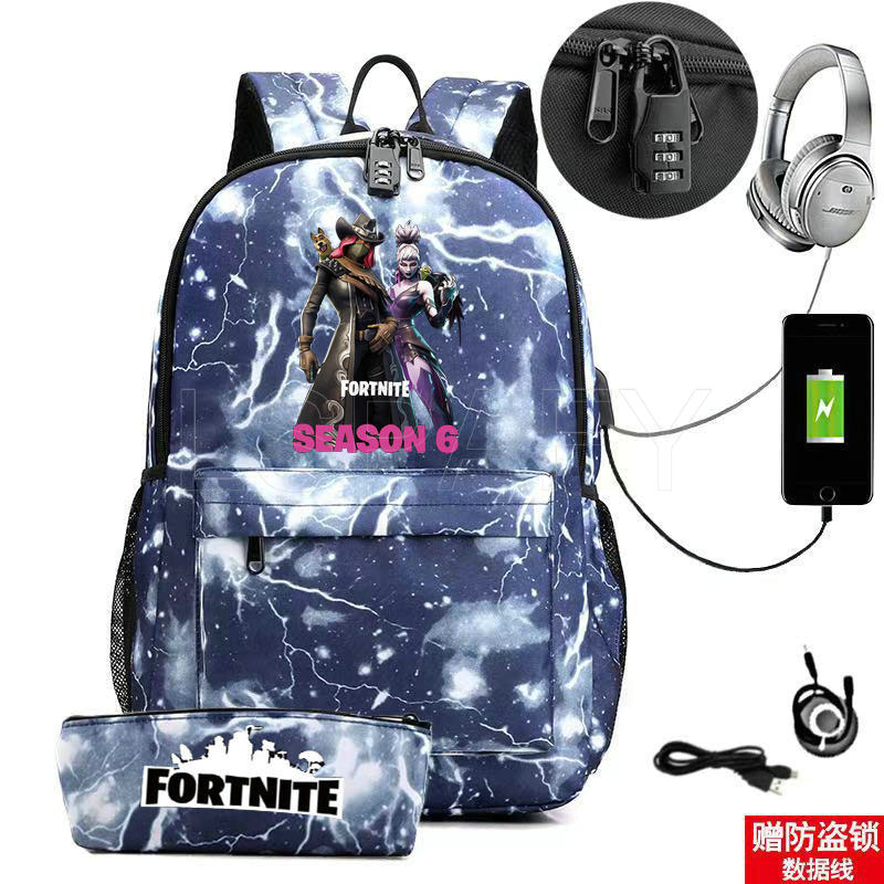 17-inch USB Charging FORTNITE Backpack for Kids and Teens