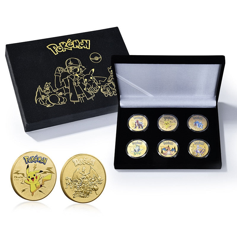 54 Stk. Pokemon Karte Schwarz Gold Silber Englisch Karten GX Vmax Spiel Pikachu Charizard Gold Metall Münze