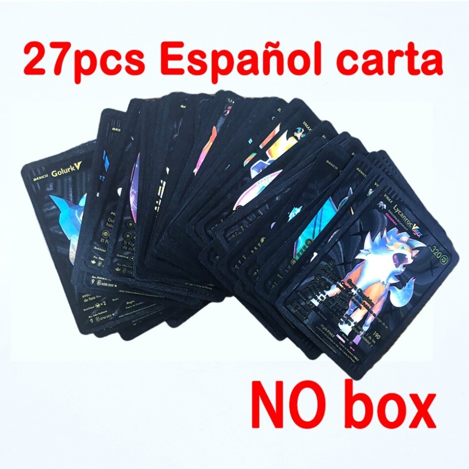 54 Stk. Spanisch Pokemon Metall Gold Karte Box Vmax Gx Sammlung Spiel Karte Fall Spielzeug
