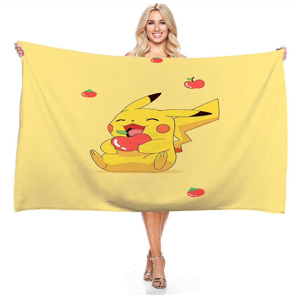 Anime Pokemon Strandtuch Pikachu Sommer Handtuch Badetuch Schwimmen