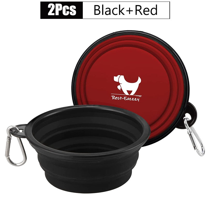 2-Pack zusammenklappbare Hundenäpfe für Reisen Haustier tragbare Wassernapf für Reisen Camping mit 2 Karabinerhaken