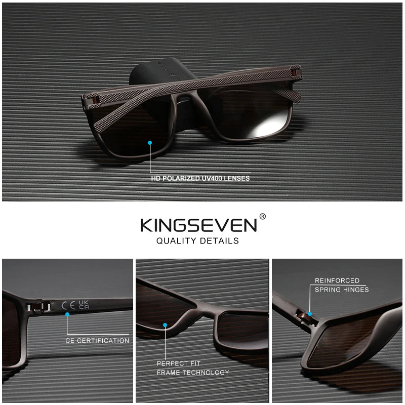 Kingseven 2024 New Sunglasses Brown For Men Light Luxury Polarization High Quality TR90 UV400 Eyewear Eye Protection Glasses