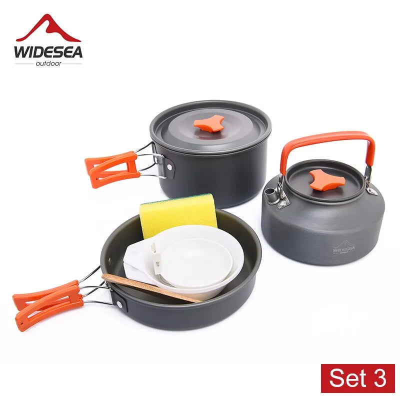 Widesea Camping Tableware Outdoor Cookware Set Pots Bowler Kitchen Equipment Gear Utensils