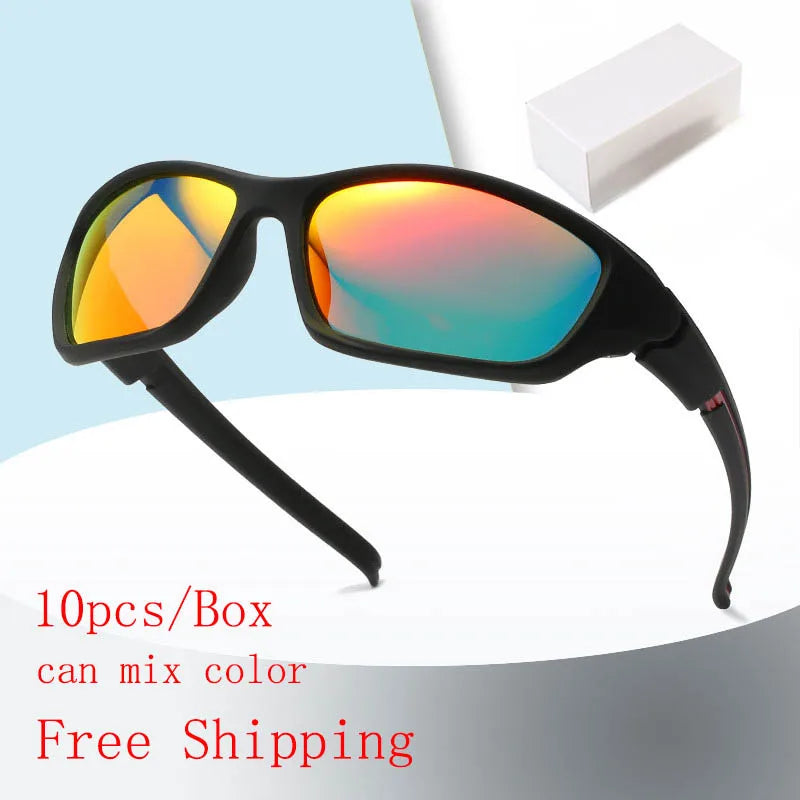 Free Shipping 10pcs per box UV400 HD Polarized Sports Sunglasses Men Cycling Outdoor Sunglasses