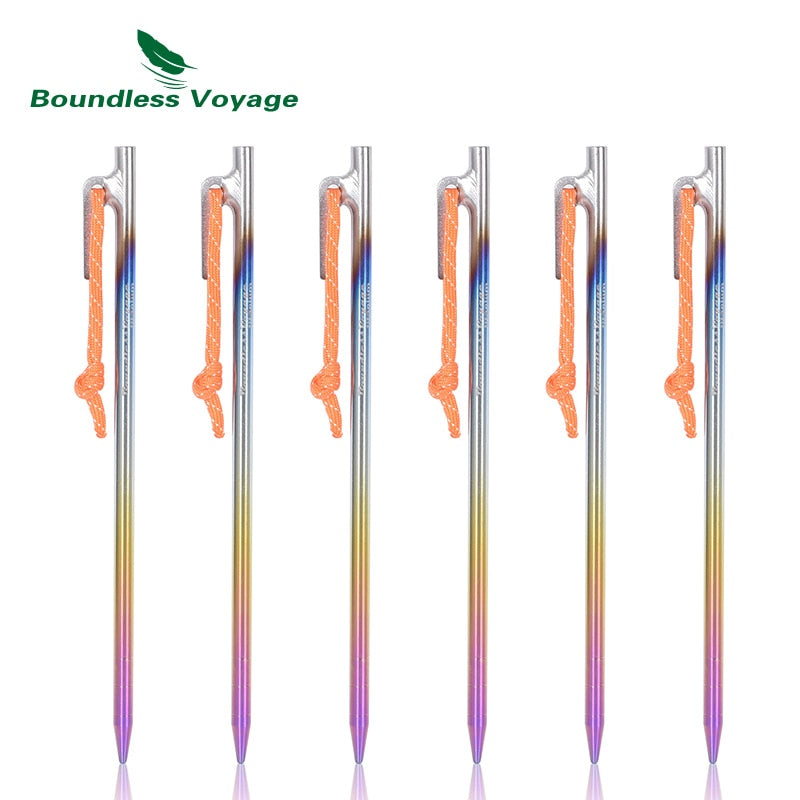 Boundless Voyage Titanium Alloy Tent Pegs Heavy Duty Nails Camping Pins 20cm 24cm 30cm 35cm 40cm