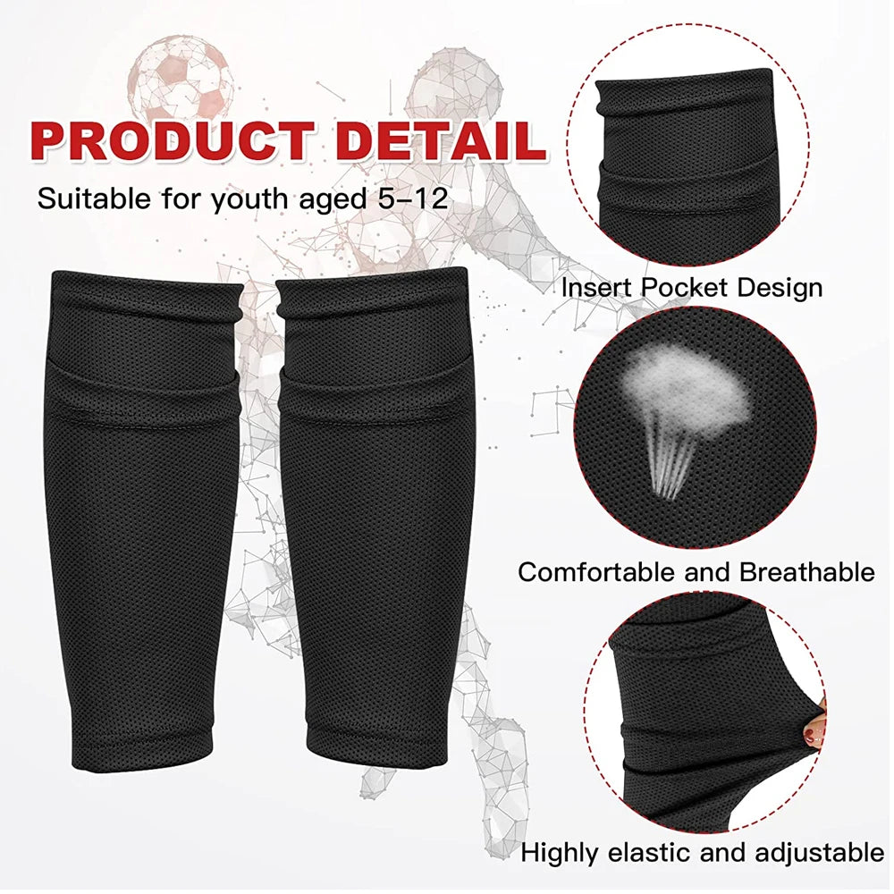 1 Pair Kids Football Shin Guards Socks, Leg Performance Support