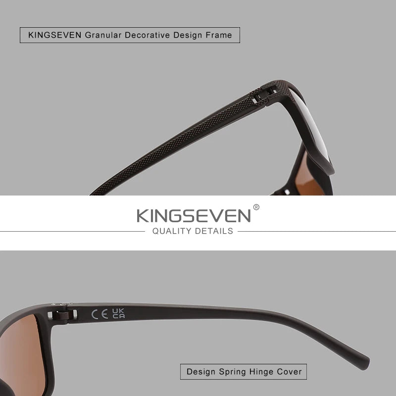 Kingseven 2024 New Sunglasses Brown For Men Light Luxury Polarization High Quality TR90 UV400 Eyewear Eye Protection Glasses