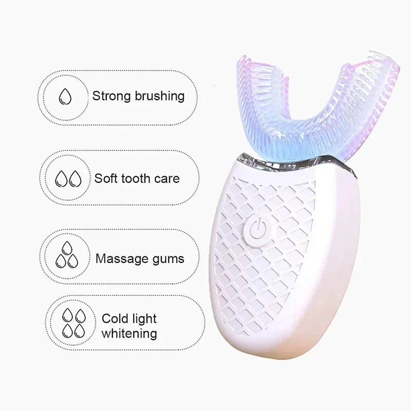 U-Type Toothbrush, 360-Degree, Smart Silicone Head, USB Charging, Waterproof Toothbrush, Electric Sonic Toothbrush, Automatic