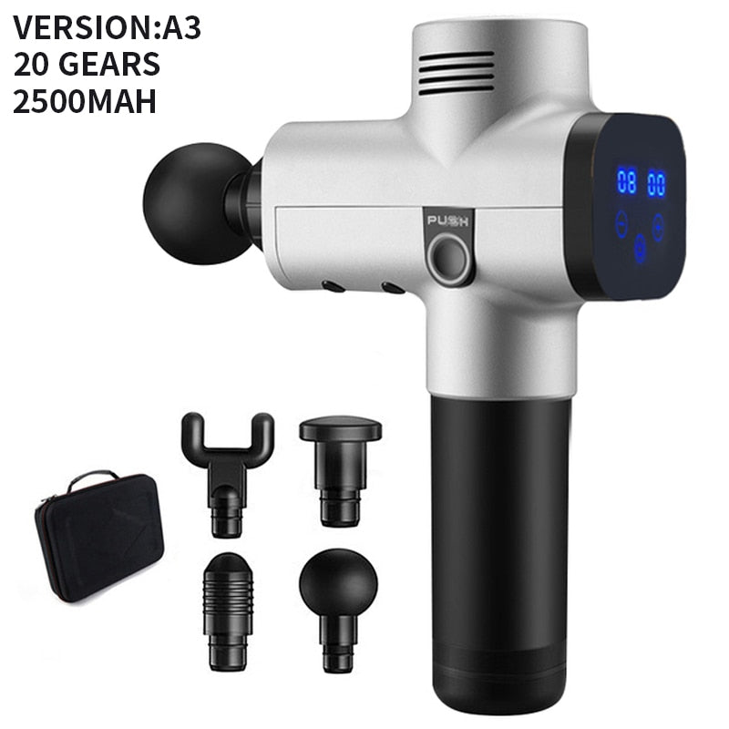 Electronic muscle massage gun with 6 attachments