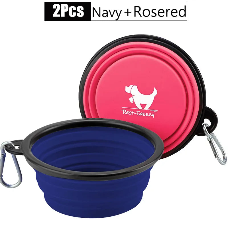 2-Pack zusammenklappbare Hundenäpfe für Reisen Haustier tragbare Wassernapf für Reisen Camping mit 2 Karabinerhaken