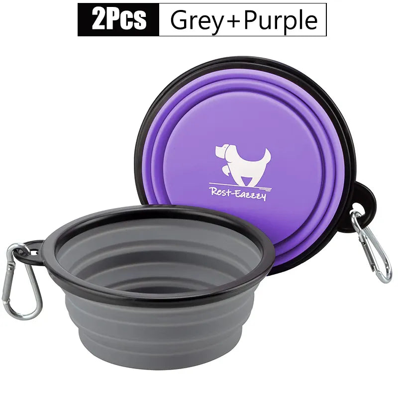 2-Pack zusammenklappbare Hundenäpfe für Reisen Haustier tragbare Wassernapf für Reisen Camping mit 2 Karabinerhaken