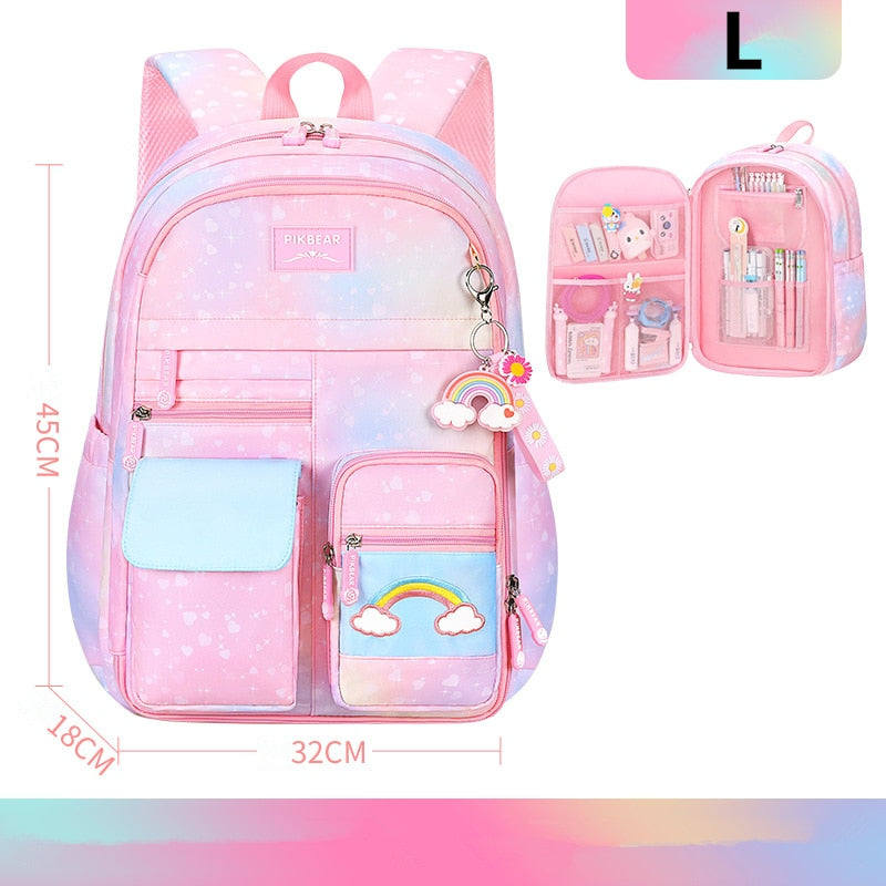 School bag for girls, waterproof, 1-6 grade