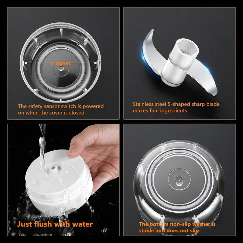 100/250ml Mini USB wireless electric garlic masher press mincer vegetable chili meat grinder food chopper kitchen appliances
