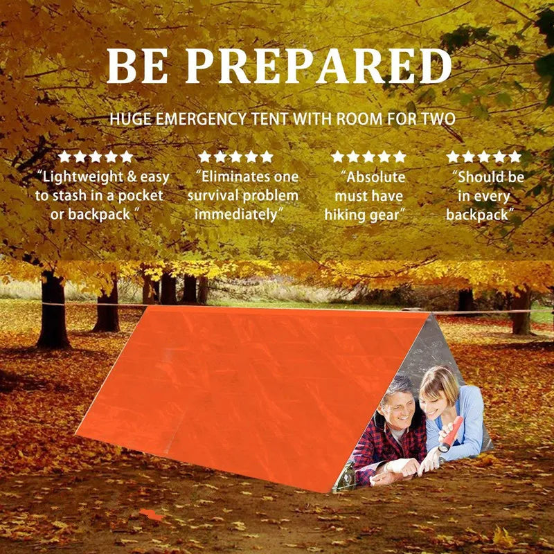 Shelter Survival Tent 2-4 Person Mylar Emergency Tube Tent Lightweight for Camping Hiking
