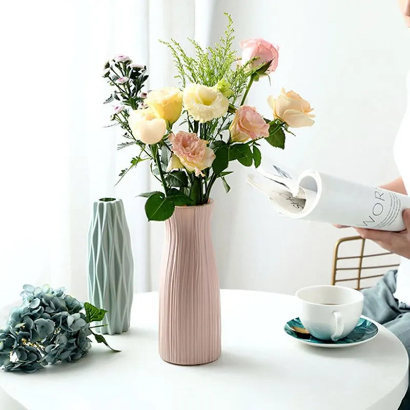 Vase à fleurs moderne, panier en plastique blanc rose bleu, style nordique, 1 pièce