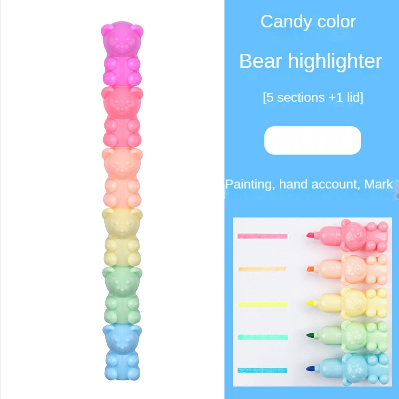 Octopus Cartoon Highlighter Set Kawaii Stationery