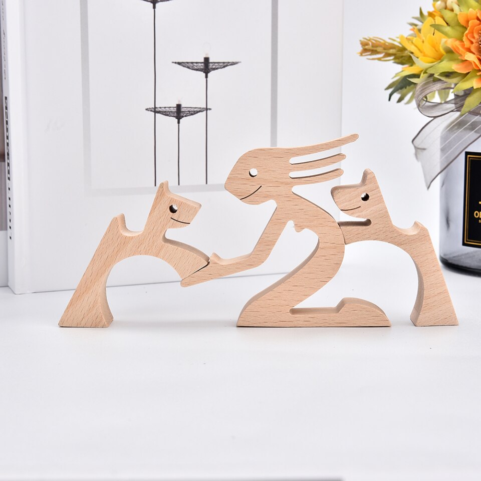 Wooden Dog Figure for Desk - Creative Pet Decoration