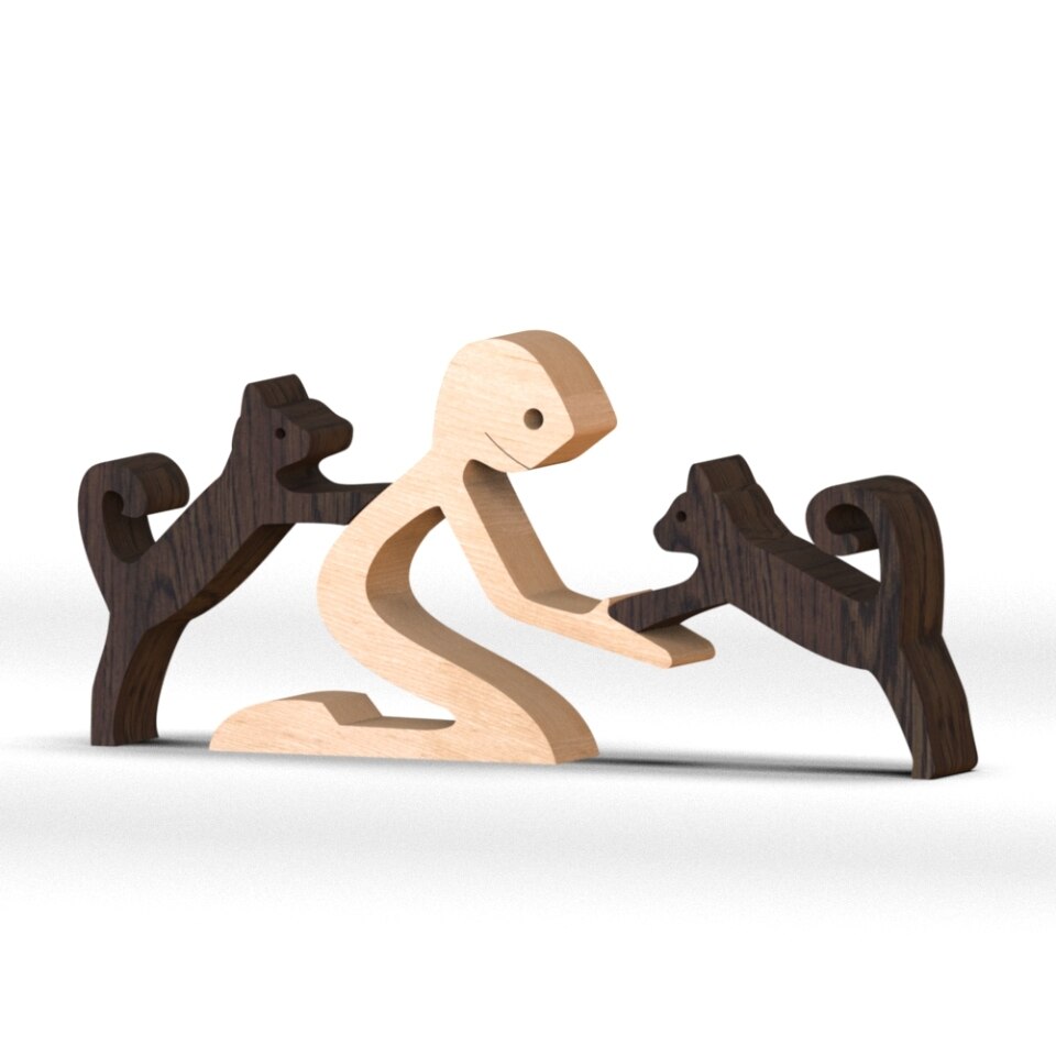 Wooden Dog Figure for Desk - Creative Pet Decoration