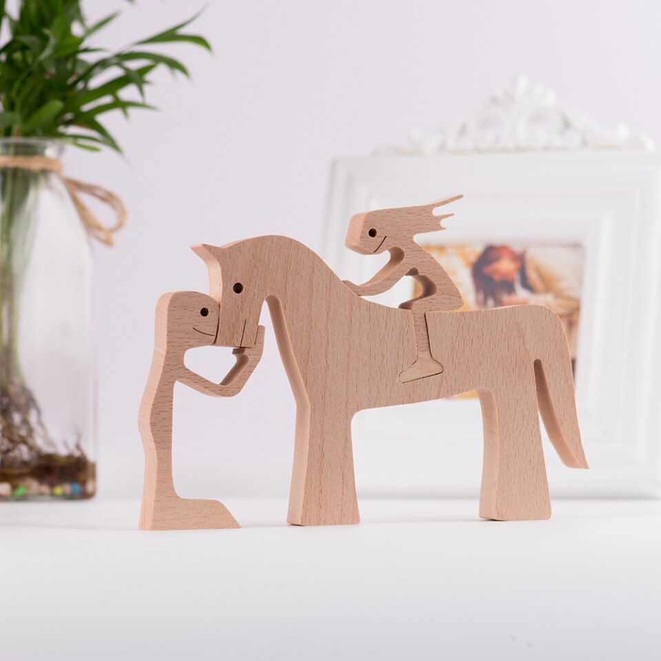 Wooden Dog Figure for Desk - Creative Pet Decoration