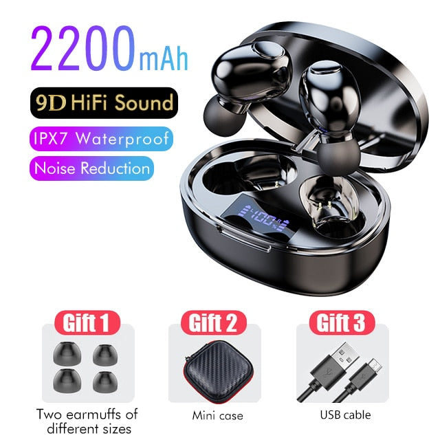 Bluetooth 5.0 TWS Headsets mit Mikrofon und LED Display