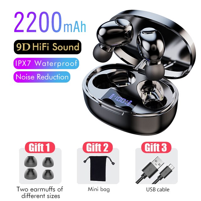 Bluetooth 5.0 TWS Headsets mit Mikrofon und LED Display