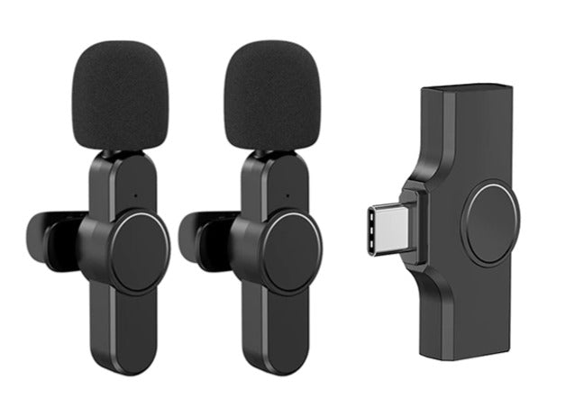 (3-piece set) Wireless 360° Lavalier Microphone for Mobile Phones - Tablets with Lightning Connector + Noise Reduction