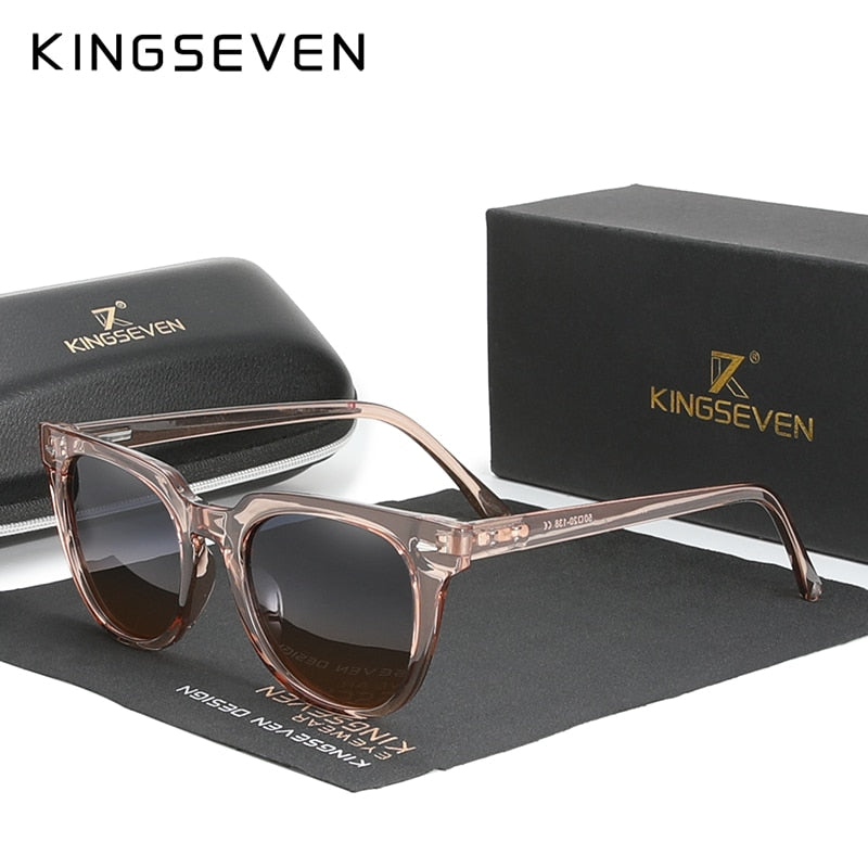 KINGSEVEN Sunglasses Polarized Square Zebra Wood Frame Flat Lens UV400