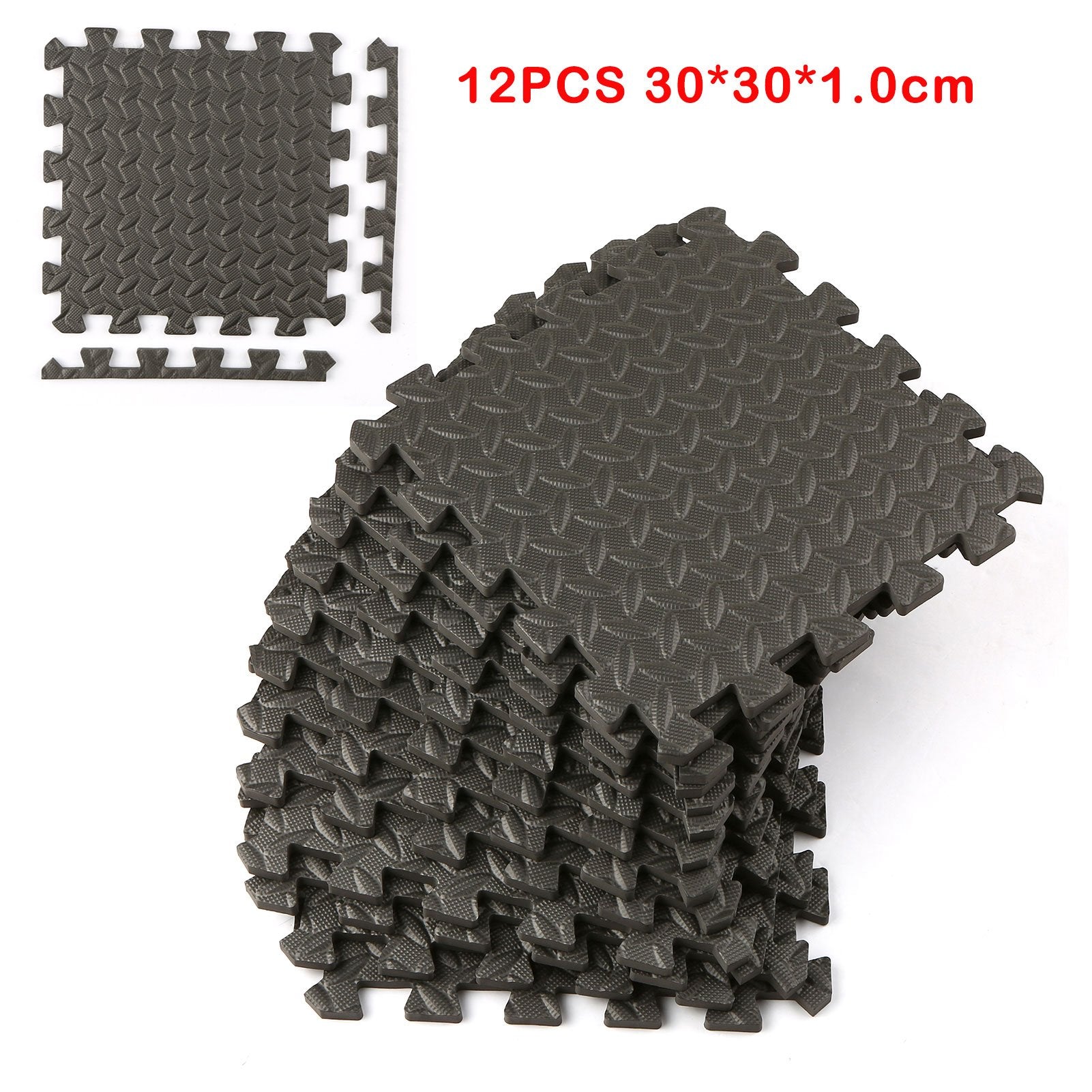 Bodenmatte-Fitness-12-Stück—30*30cm-EVA-Leaf-Grain