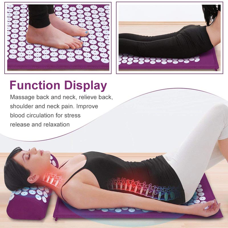 Massage-Mat-Acupressure-Mat-Lotus-Spike-Relieve-Back-Body-Pain-Spike-Applicator-Kuznetsov-Yoga-Mat-Bag-Массаж-Диванная-подушка