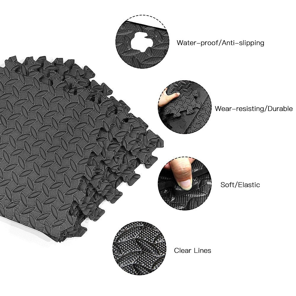Bodenmatte-Fitness-12-Stück—30*30cm-EVA-Leaf-Grain