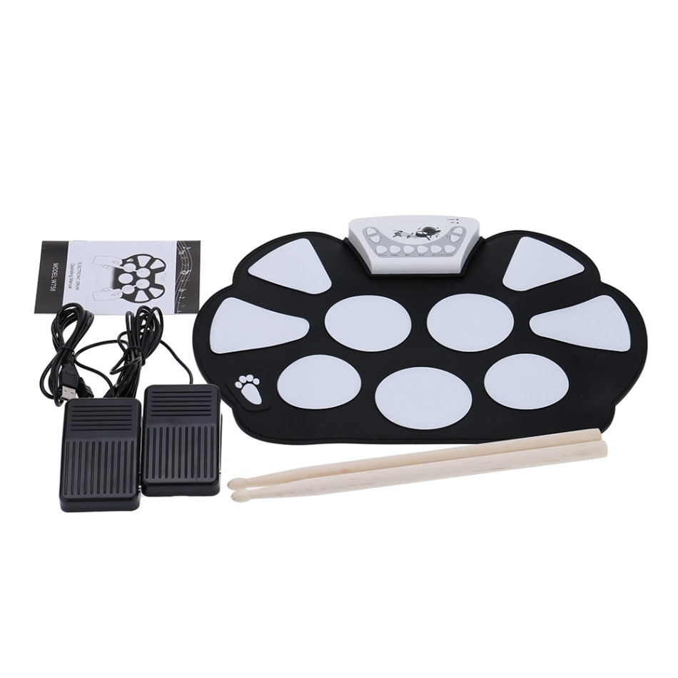 Compact-Grš§e-USB-Roll-Up-Silicon-Drum-Set-Digital-Electronic-Drum-Kit-7-Drum-Pads-with-Drumsticks-Foot-Pedals-for-Beginners