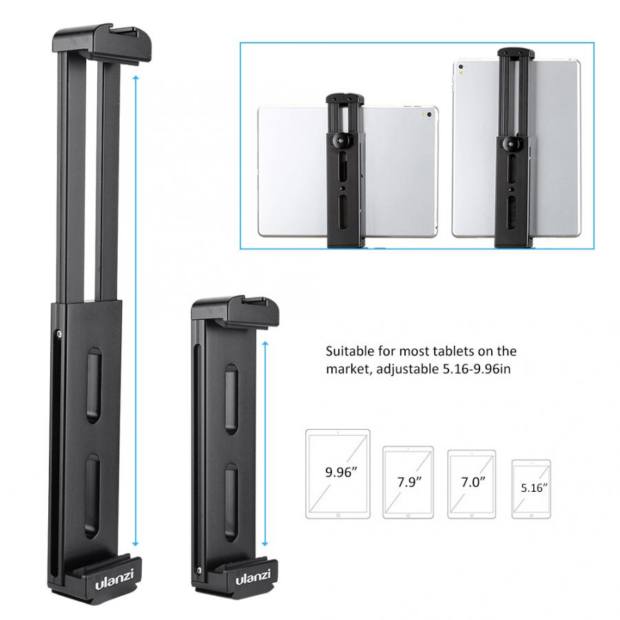 Ulanzi-U-Pad-Pro-Aluminium-Tablet-Tripod-Mount-Holder-Clamp-w-Cold-Shoe-for-iPad-Pro-iPad-Mini-Air-Huawei-PC-to-Boya-BY-MM1-Mic