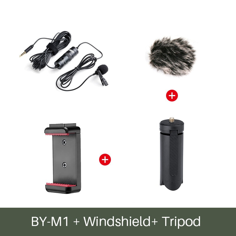 BOYA-BY-M1-3.5mm-Audio-Video-Record-Lavalier-Lapel-Microphone-Recording-microphone-Clip-On-Mic-for-iPhone-Android-Smartphone-PC