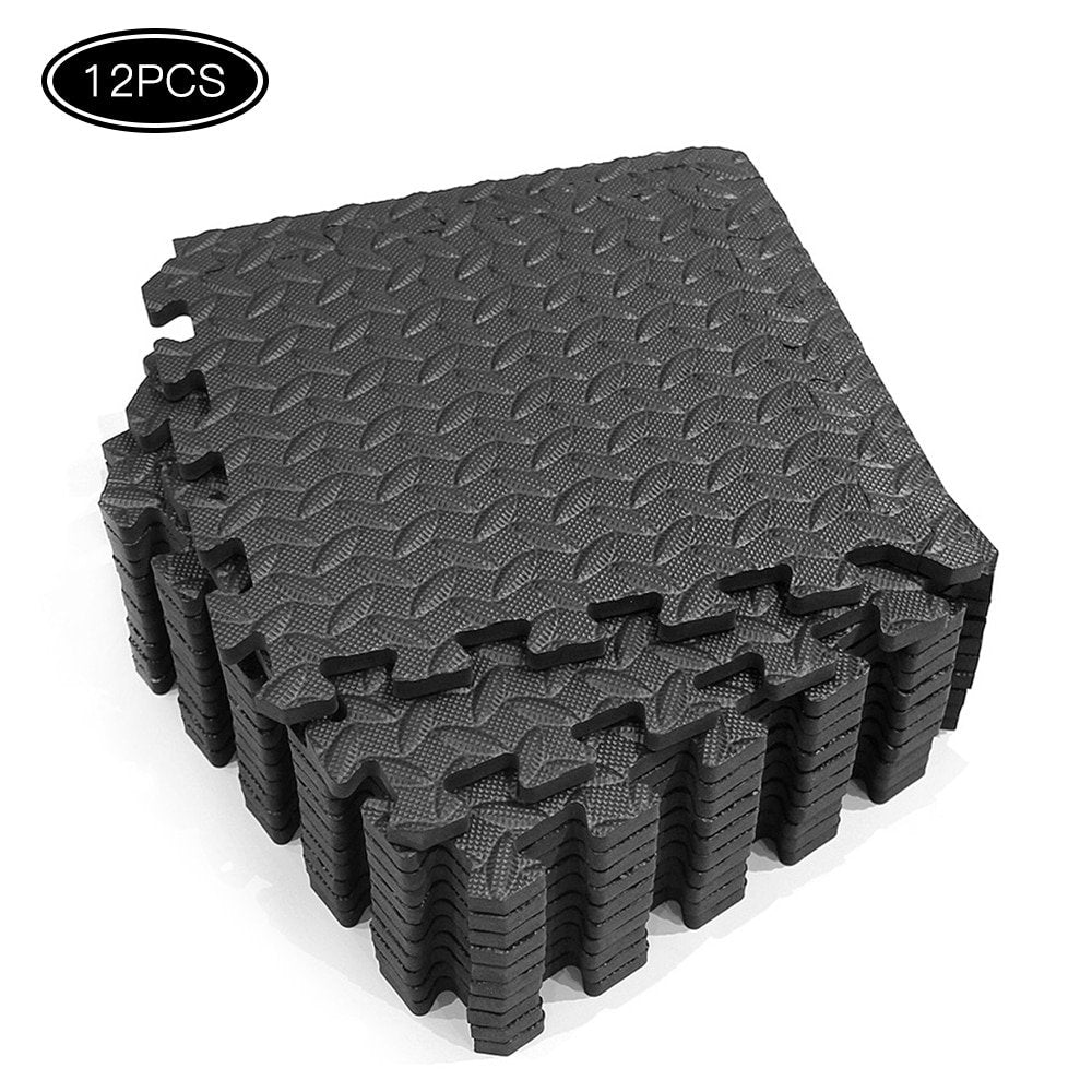 Bodenmatte-Fitness-12-Stück—30*30cm-EVA-Leaf-Grain
